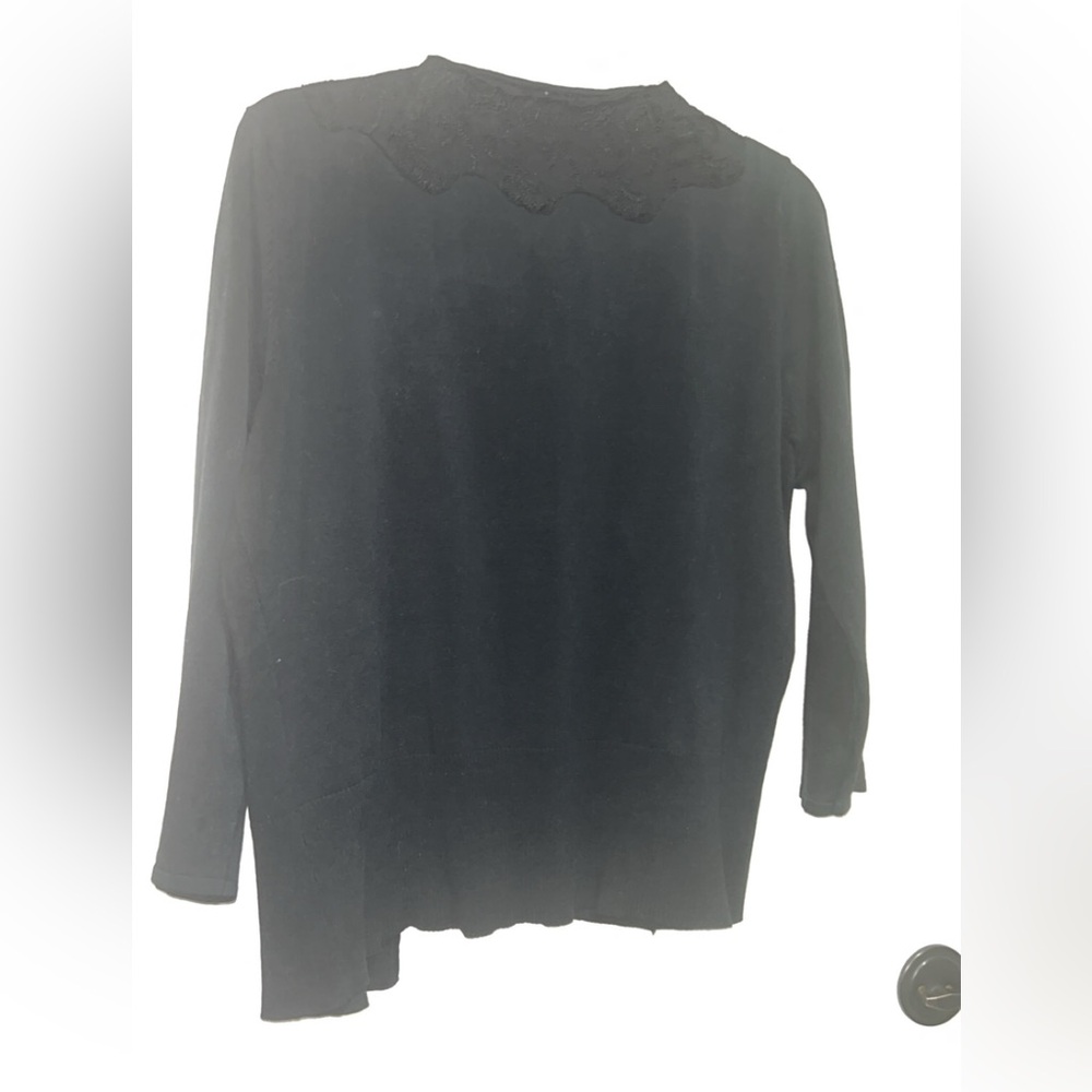 White House, Black Market Silk Black lace cardigan with ruffles Size: XL #lace - Picture 6 of 7
